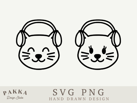 Cat with Music Headphones SVG PNG Review
